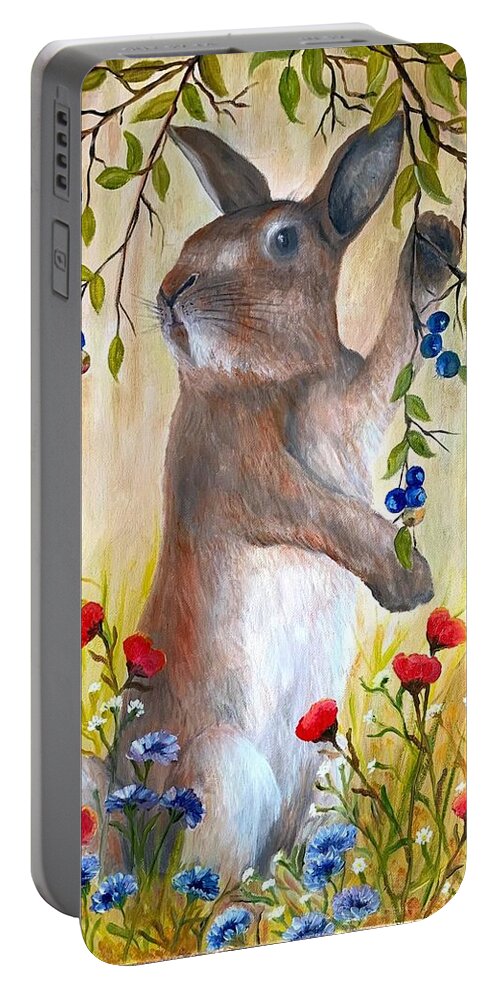 Berry Portable Battery Charger featuring the painting Berrylicious by Barbara Landry