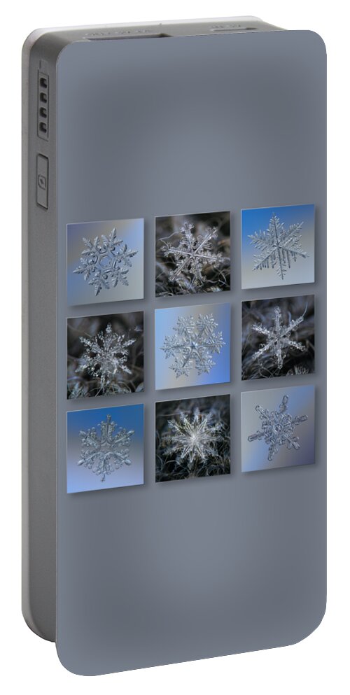 Snowflake Portable Battery Charger featuring the photograph Best processed snowflakes 2021 by Alexey Kljatov