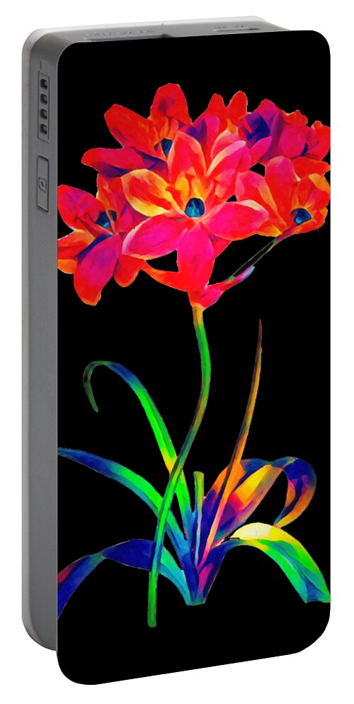 Black Portable Battery Charger featuring the photograph Bethlehem Flowers in Black by Munir Alawi