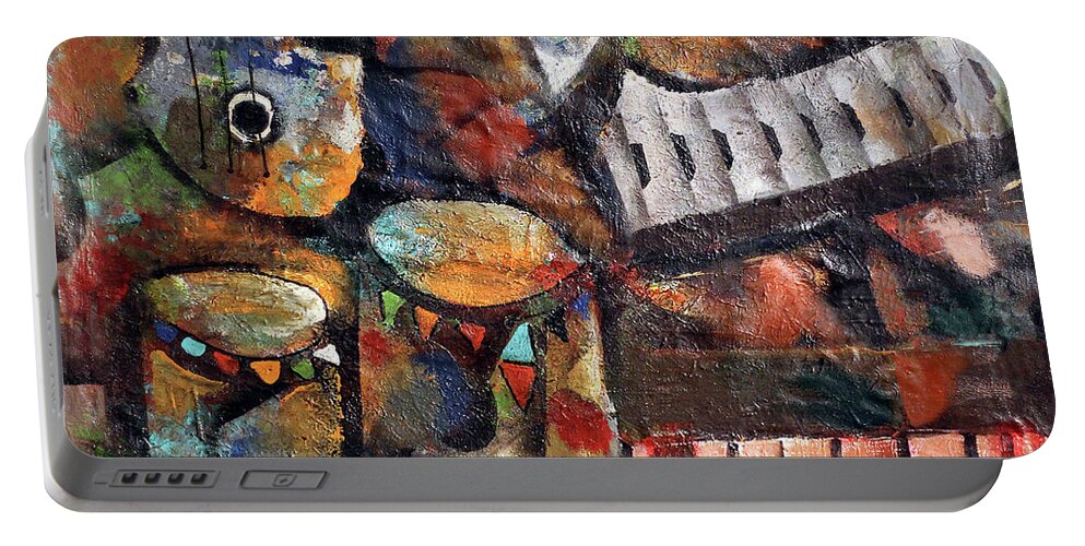 African Art Portable Battery Charger featuring the painting Between The Keys by Peter Sibeko 1940-2013