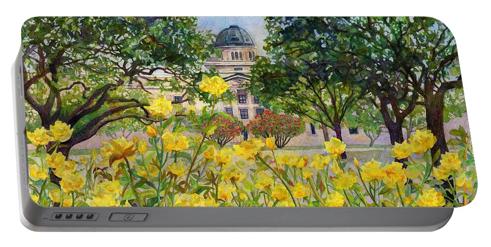 Tamu Portable Battery Charger featuring the painting Beyond Rose Garden by Hailey E Herrera