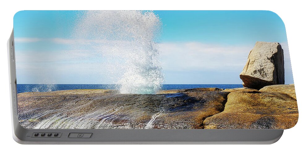 Tantalising Portable Battery Charger featuring the photograph Bicheno Blowhole 2 by Lexa Harpell