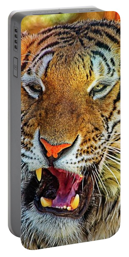 Animal Portable Battery Charger featuring the photograph Big Cat Yawning by David Desautel