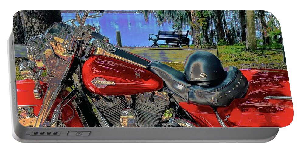 Harley Davidson Portable Battery Charger featuring the photograph Big Red by John Anderson