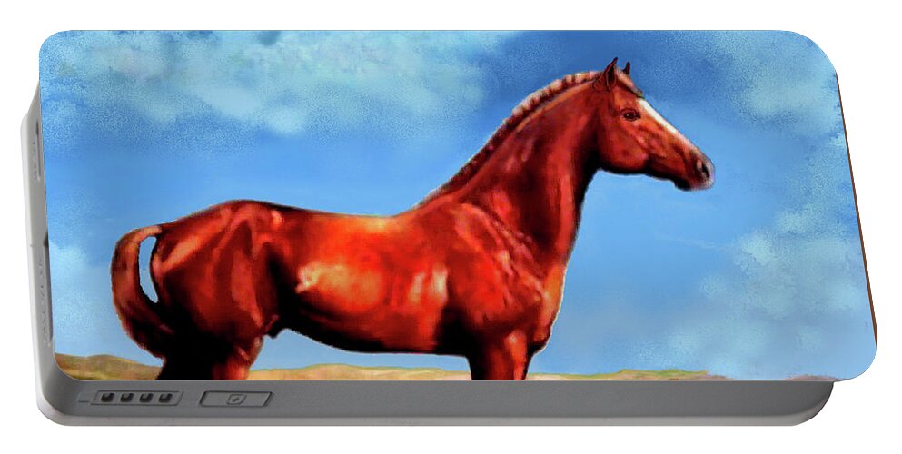 Horse Portable Battery Charger featuring the painting Big Red by Loxi Sibley