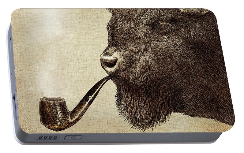 Buffalo Portable Battery Charger featuring the drawing Big Smoke by Eric Fan