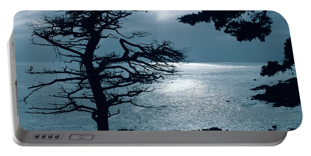 Lone Cypress Portable Battery Charger featuring the photograph Lone Cypress - Silhouette - Big Sur - Monterey - California. by Bonnie Colgan