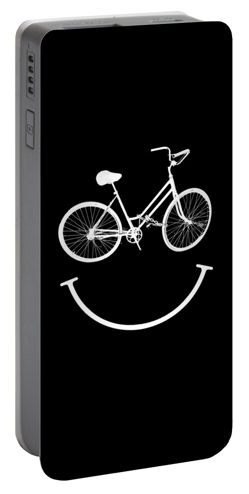 Cycle Portable Battery Charger featuring the painting Bike Bicycle Smile Smiley Face by Tony Rubino