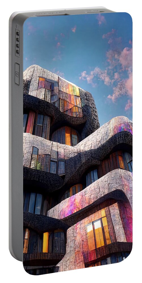 Beautiful Portable Battery Charger featuring the painting Bilaterally Symetric Building Facade Front Facing Pa Dc2bc15f 2abd 4421 8cba Fbdf641161e1 by MotionAge Designs