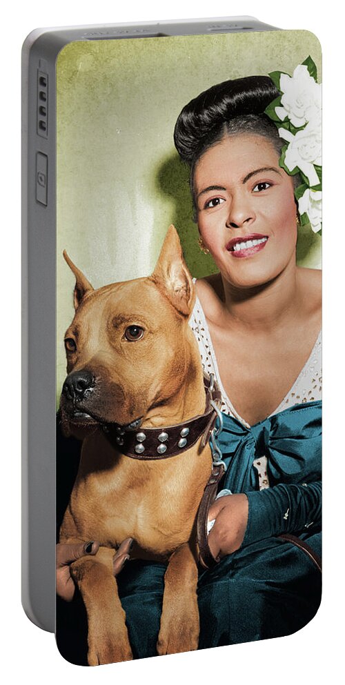 Billie Holiday Portable Battery Charger featuring the photograph Billie Holiday and Mister by Carlos Caetano