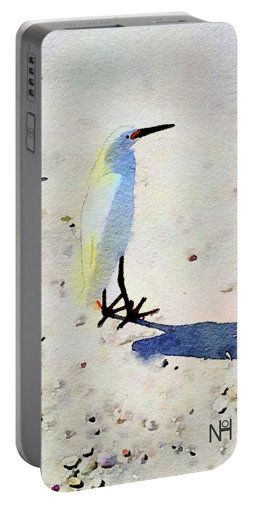 Ocean Portable Battery Charger featuring the digital art Birdie Bird by Nancy Olivia Hoffmann