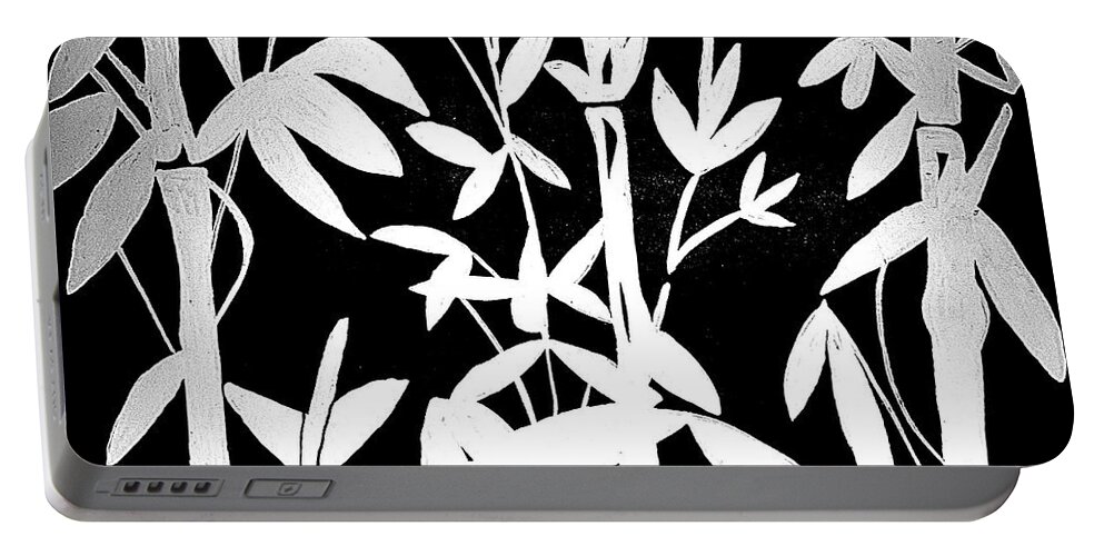 Black And White Portable Battery Charger featuring the painting Black and White Bamboo by Christie Olstad