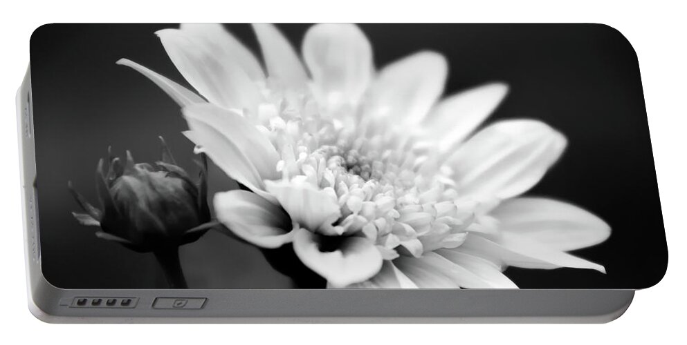 Black And White Flower Portable Battery Charger featuring the photograph Black and White Flower by Christina Rollo