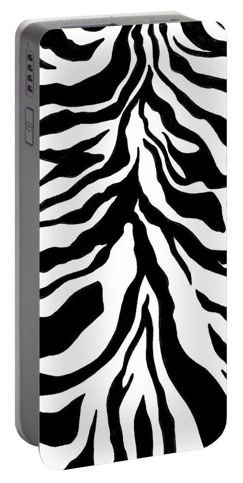 Pattern Portable Battery Charger featuring the drawing Black and White Mountain by Christie Olstad