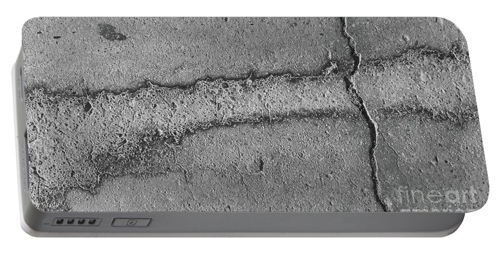 Cracked Pavement Portable Battery Charger featuring the photograph Black and White Series 1-3 by J Doyne Miller