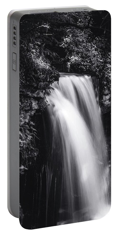 West Milton Falls Ohio Black And White Portable Battery Charger featuring the photograph Black And White West Milton Falls by Dan Sproul