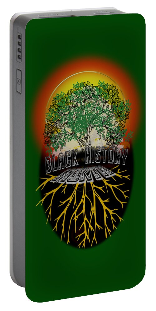  Family Portable Battery Charger featuring the digital art Black History Family Tree Roots Typography by Delynn Addams