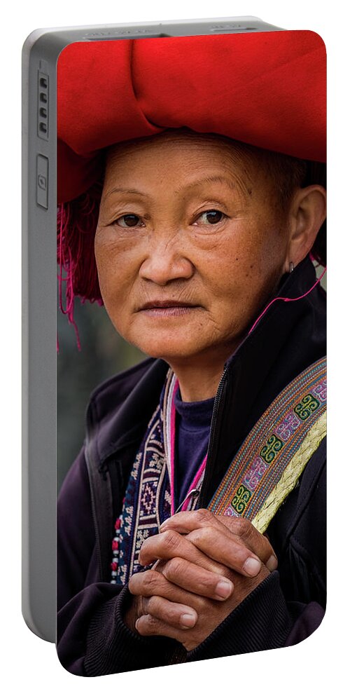 Black Portable Battery Charger featuring the photograph Black Hmong Woman by Arj Munoz