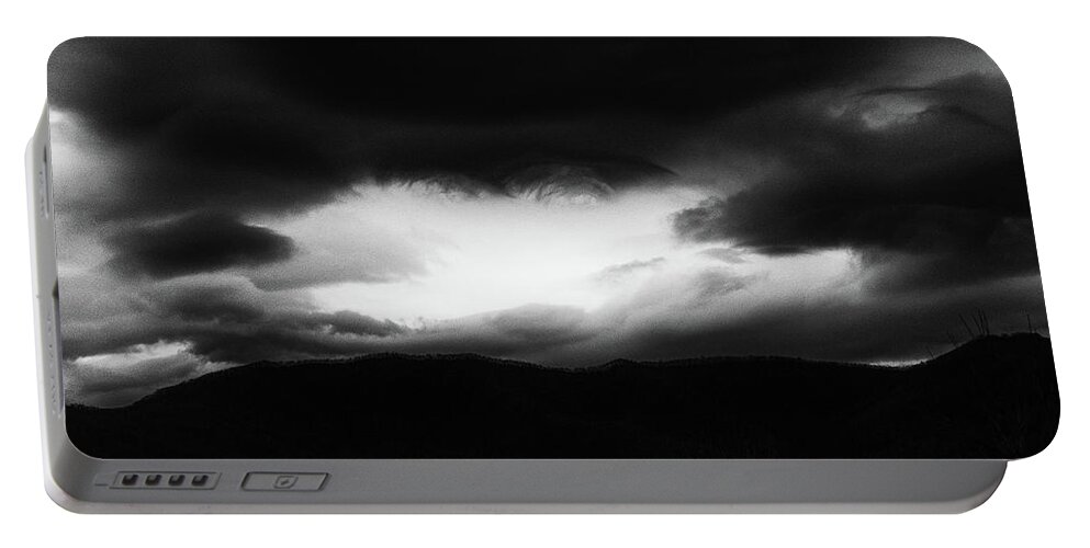 Black & White Portable Battery Charger featuring the photograph Black Hole Cloud by Louis Dallara
