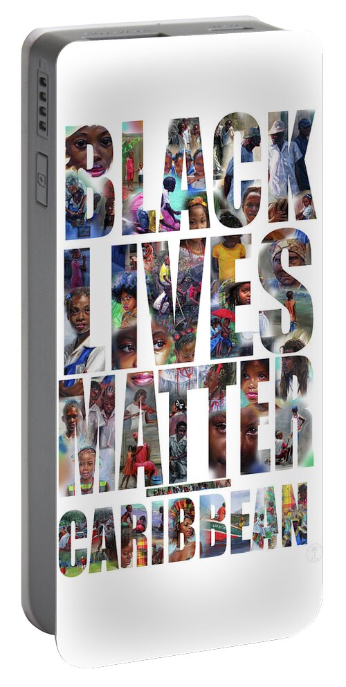 Black Lives Matter Portable Battery Charger featuring the painting Black Lives Matter-Caribbean by Jonathan Gladding