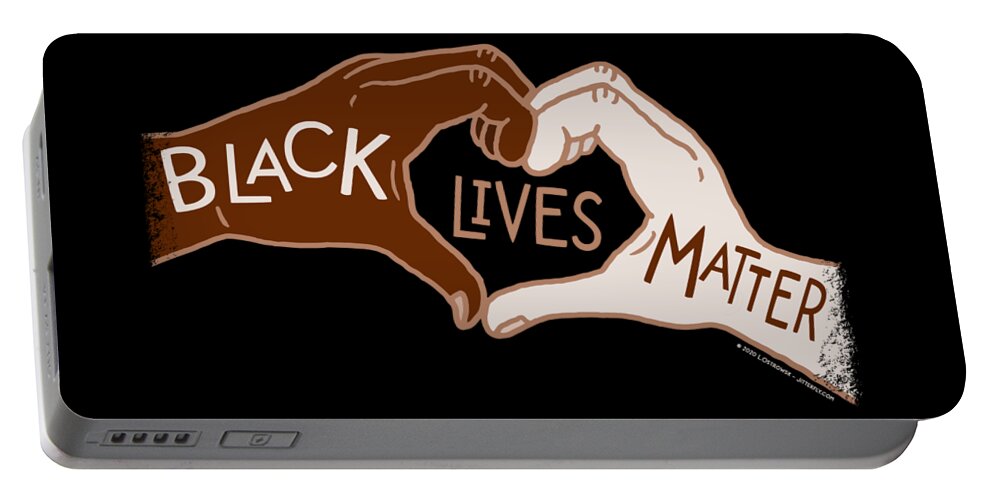 Black Lives Matter Portable Battery Charger featuring the digital art Black Lives Matters - Heart Hands by Laura Ostrowski