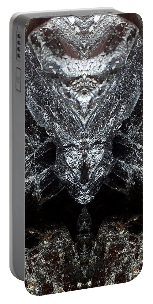 Abstract Portable Battery Charger featuring the photograph Black Tourmaline Terror by Stephenie Zagorski