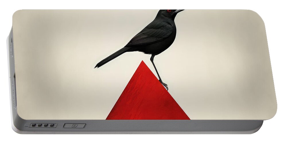 Cardinal Portable Battery Charger featuring the painting Blackbird's Soliloquy by Lourry Legarde