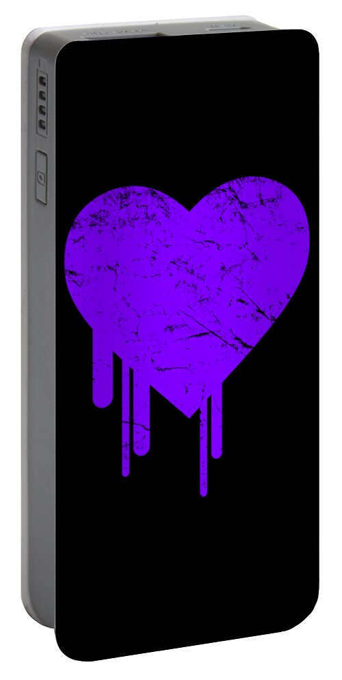 Funny Portable Battery Charger featuring the digital art Bleeding Purple Heart by Flippin Sweet Gear