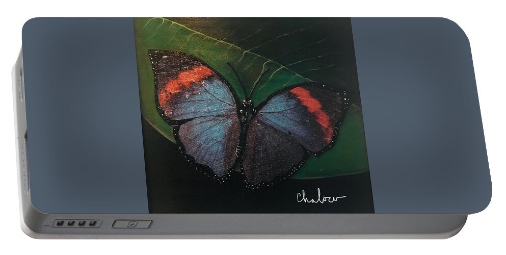 Butterfly Portable Battery Charger featuring the painting Blessed Butterfly by Charles Young