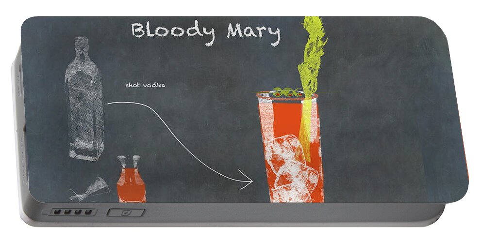 Slate Portable Battery Charger featuring the photograph Bloody Mary Cocktail sketch with copy space by Karen Foley