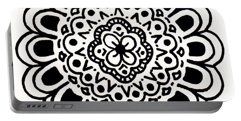 Mandala Portable Battery Charger featuring the painting Bloom by Beth Ann Scott
