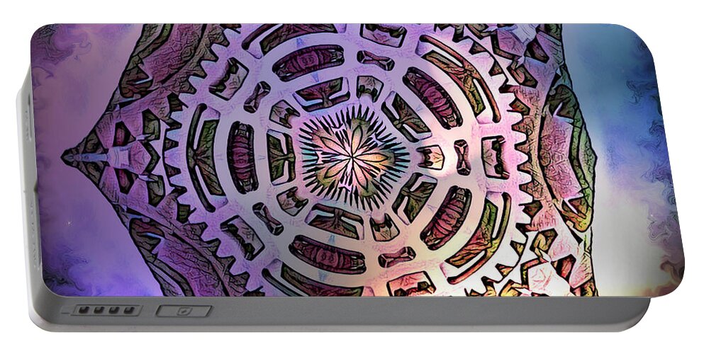 Mandala Portable Battery Charger featuring the digital art Blooming Mandala by Artful Oasis