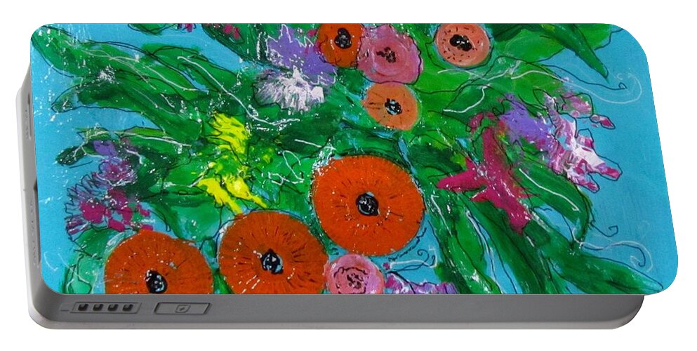 Flowers Portable Battery Charger featuring the mixed media Blossoms by Barbara O'Toole