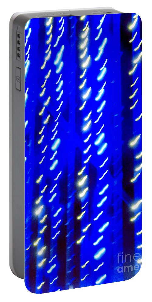 Hanukkah Portable Battery Charger featuring the photograph Blue and White Holiday Lights by Bentley Davis