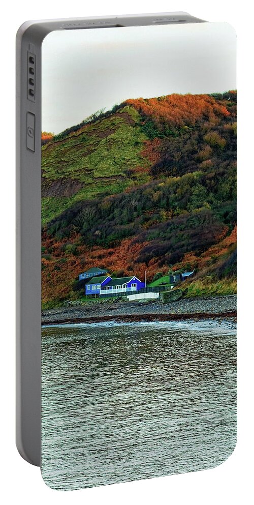 Huts Portable Battery Charger featuring the photograph Blue and White Huts by Jeff Townsend