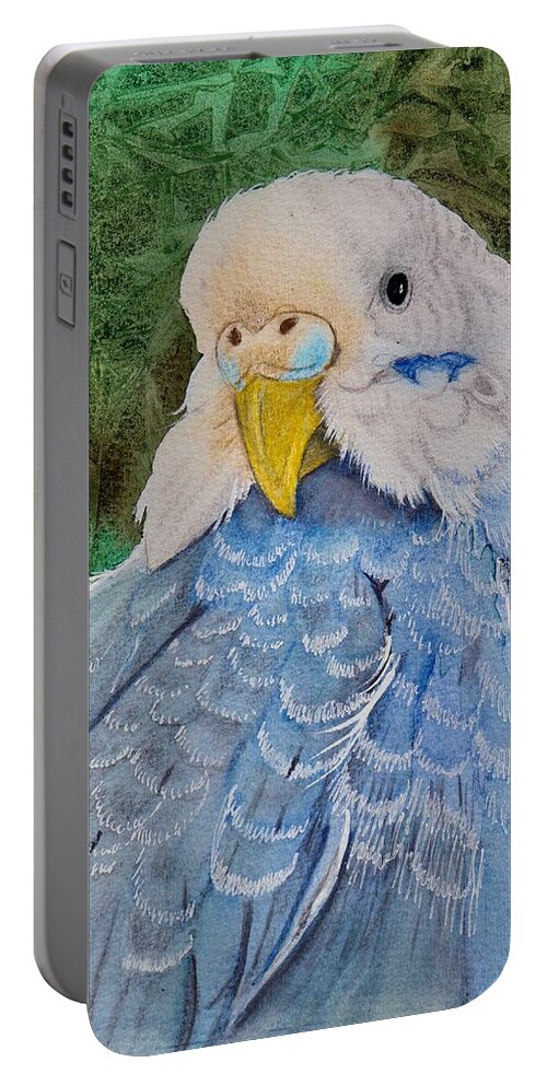 Green Portable Battery Charger featuring the painting Blue Boy Watercolor by Kimberly Walker