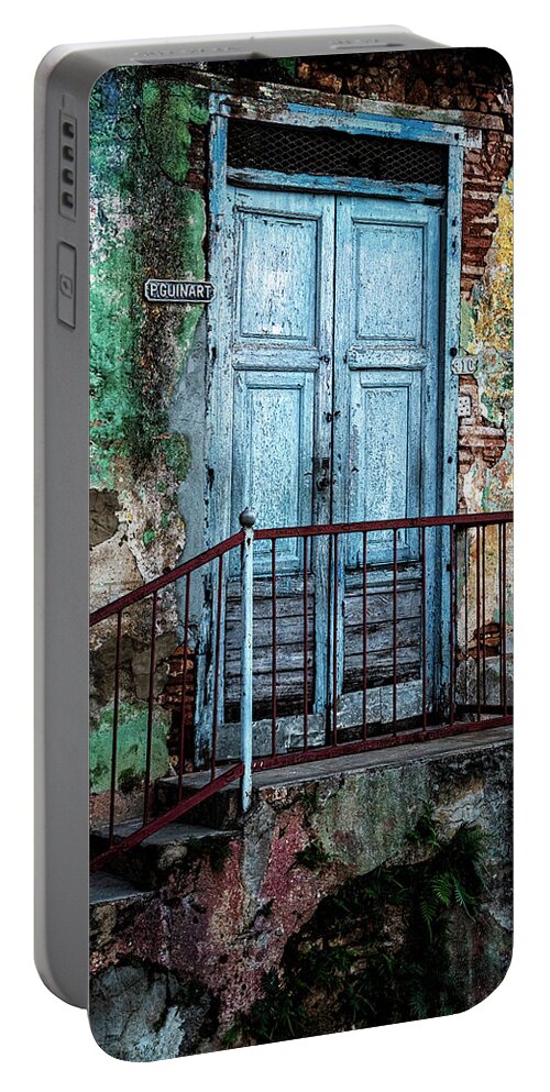 Havana Cuba Portable Battery Charger featuring the photograph Blue Door by Tom Singleton