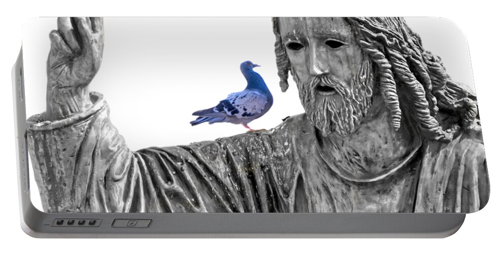 Jesus Christ Portable Battery Charger featuring the photograph Blue Dove by Munir Alawi