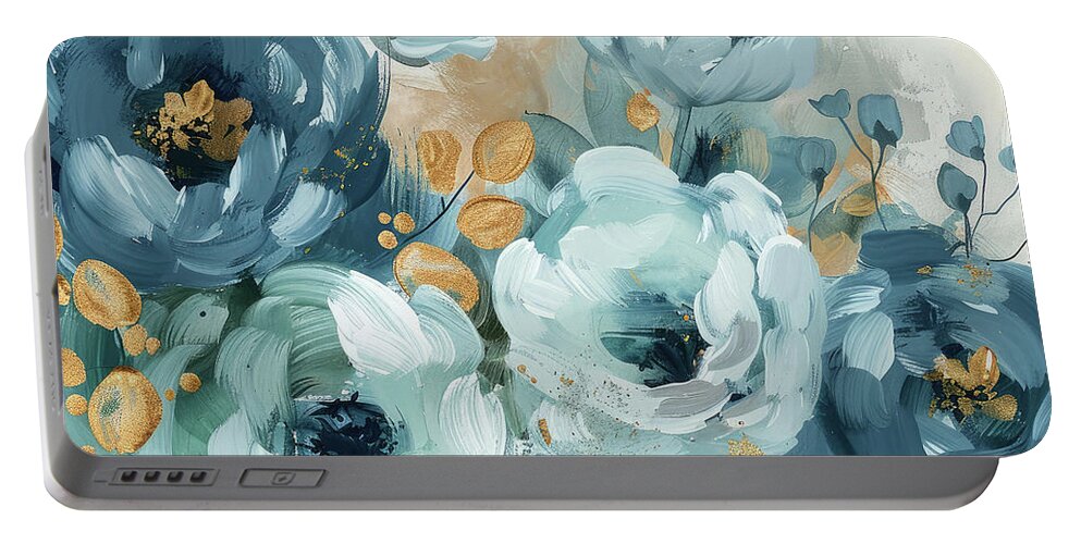 Roses Portable Battery Charger featuring the painting Blue Drama by Tina LeCour