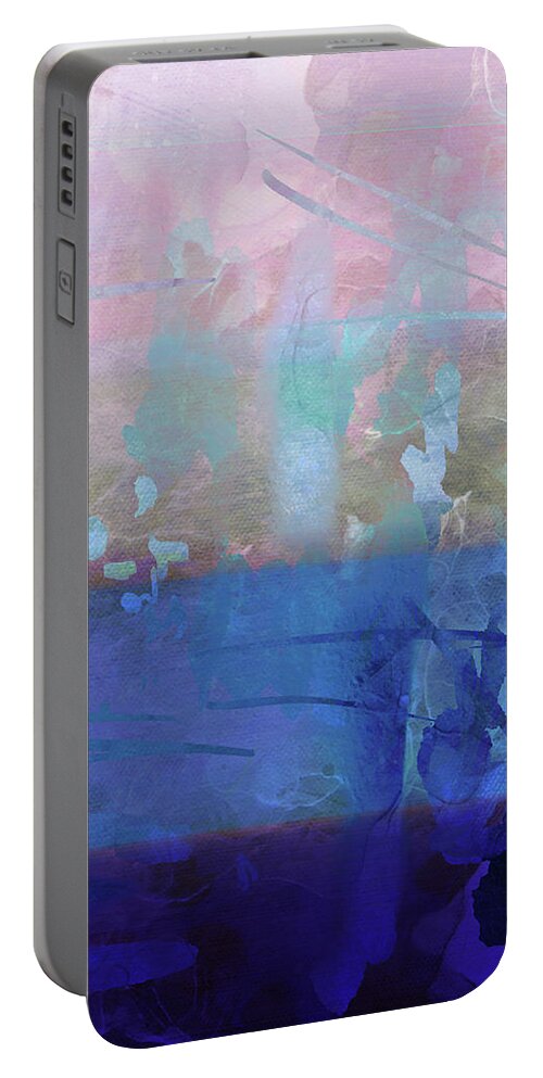 Blue Portable Battery Charger featuring the painting Blue Expressive Abstract Landscape by Itsonlythemoon