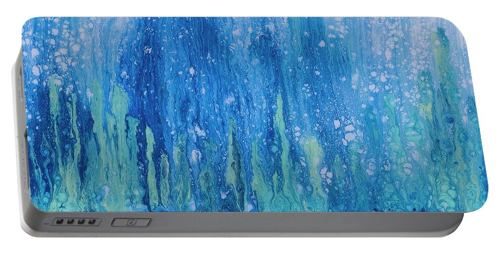 Seascape Portable Battery Charger featuring the painting Blue Matrix by Steve Shaw