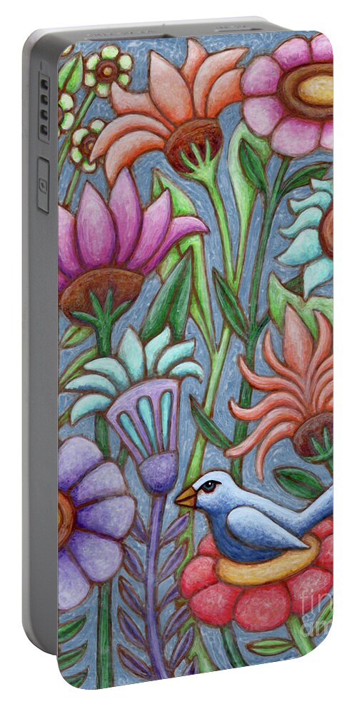 Bird Portable Battery Charger featuring the painting Blue Meadow Breeze by Amy E Fraser