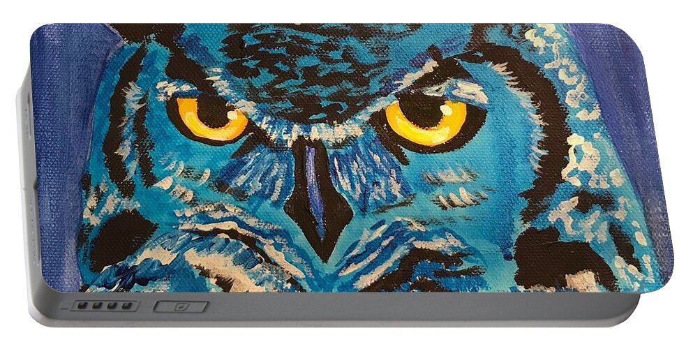 Pets Portable Battery Charger featuring the painting Blue Own by Kathie Camara