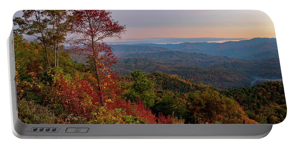 Blue Ridge Parkway Fall Sunset Portable Battery Charger featuring the photograph Blue Ridge Parkway Fall Sunset by Dan Sproul