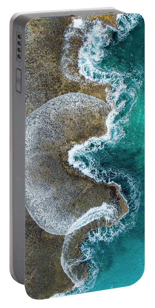 Blue Ripple Ocean Aerial View Oahu Hawaii Portable Battery Charger featuring the photograph Blue Ripple by Leonardo Dale