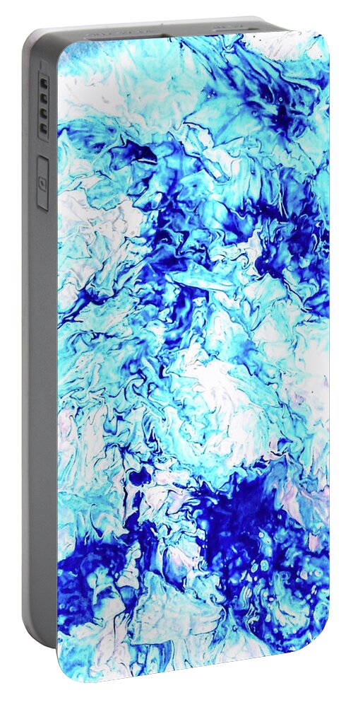 Blue Water Portable Battery Charger featuring the painting Blue Showers by Anna Adams
