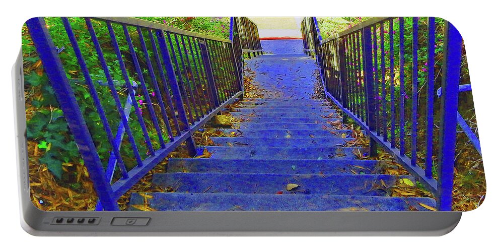 Blue Portable Battery Charger featuring the photograph Blue Stairway by Andrew Lawrence