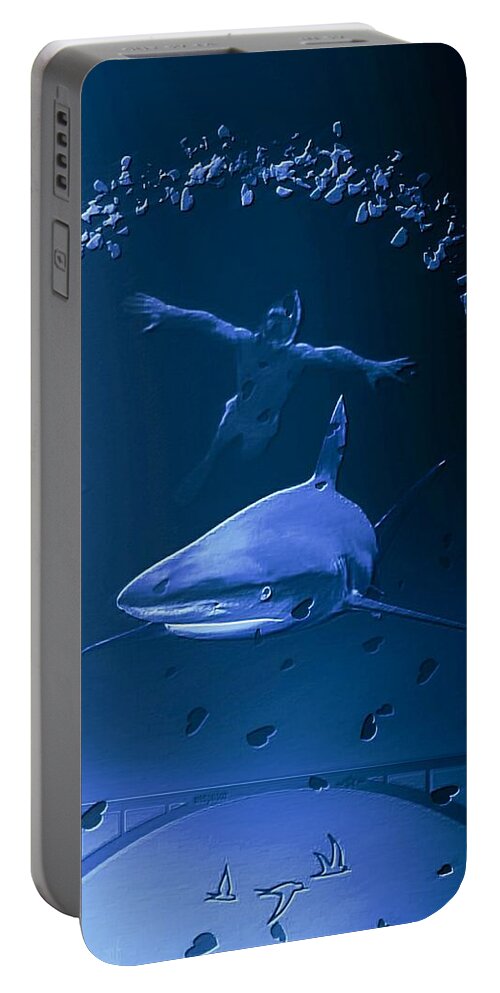Love Portable Battery Charger featuring the digital art Blue Underwater by Auranatura Art