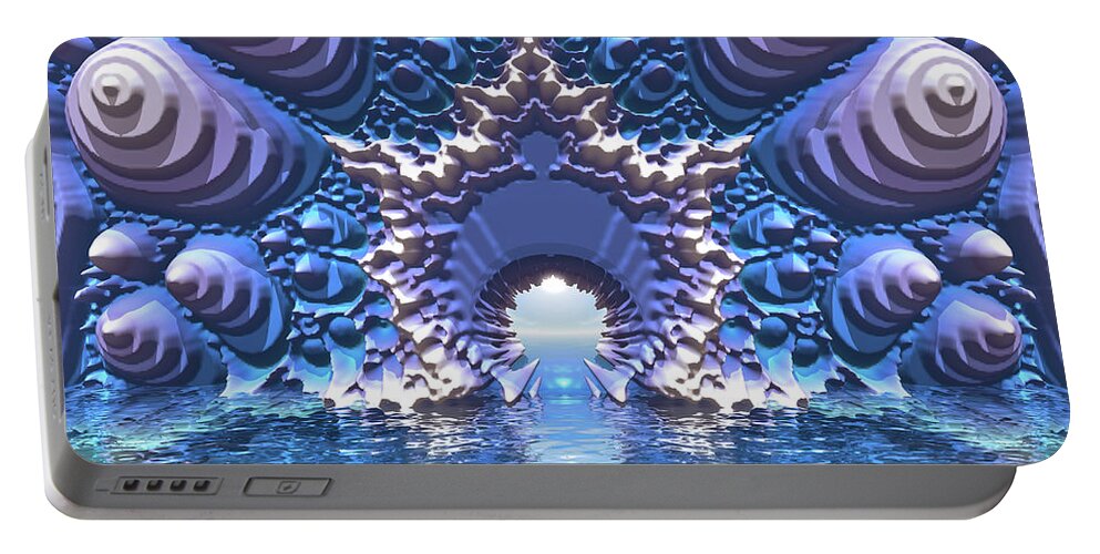 Digital Art Portable Battery Charger featuring the digital art Blue Water Passage by Phil Perkins
