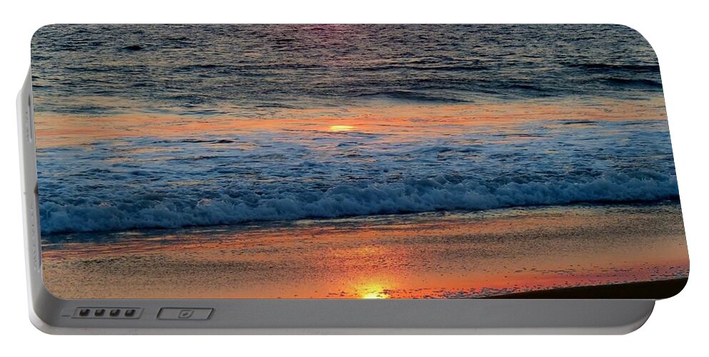 Orange Reflections On Water Portable Battery Charger featuring the photograph Blue Wave by Rosanne Licciardi